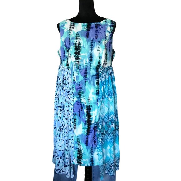 Upcycled Boho Sundress Size 14: Handmade Mixed Print Patchwork Midi - Picture 7 of 8